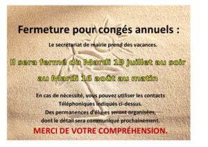 Fermeture du secrétariat pour congés annuels