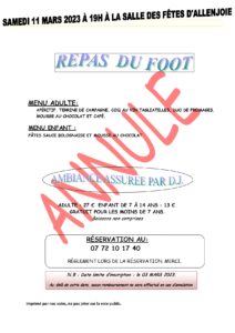 REPAS DU FOOT ANNULE