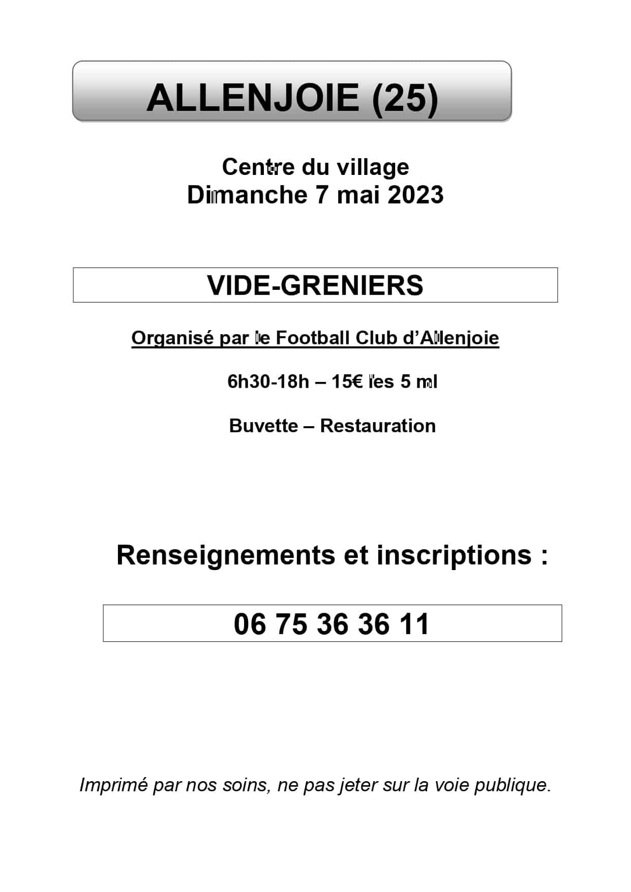 Vide-greniers organisé par le FCA