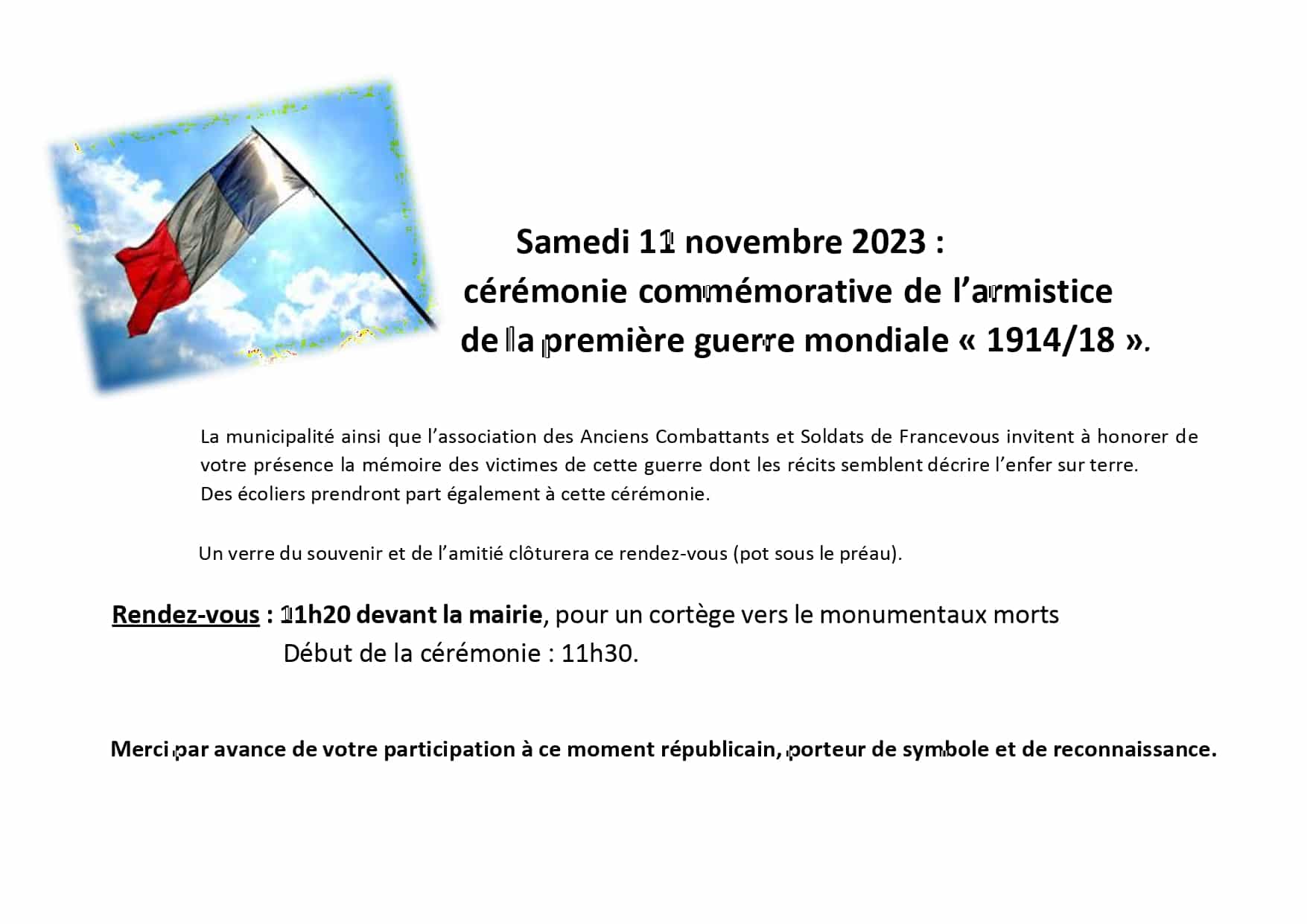 Commémoration 11 novembre 2023