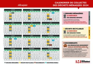 Calendrier de collectes des déchets ménagers 2024