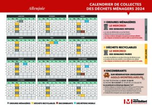 Calendrier de collectes des déchets ménagers 2024