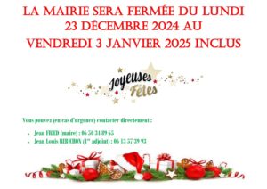 Fermeture du secrétariat pour congés annuels