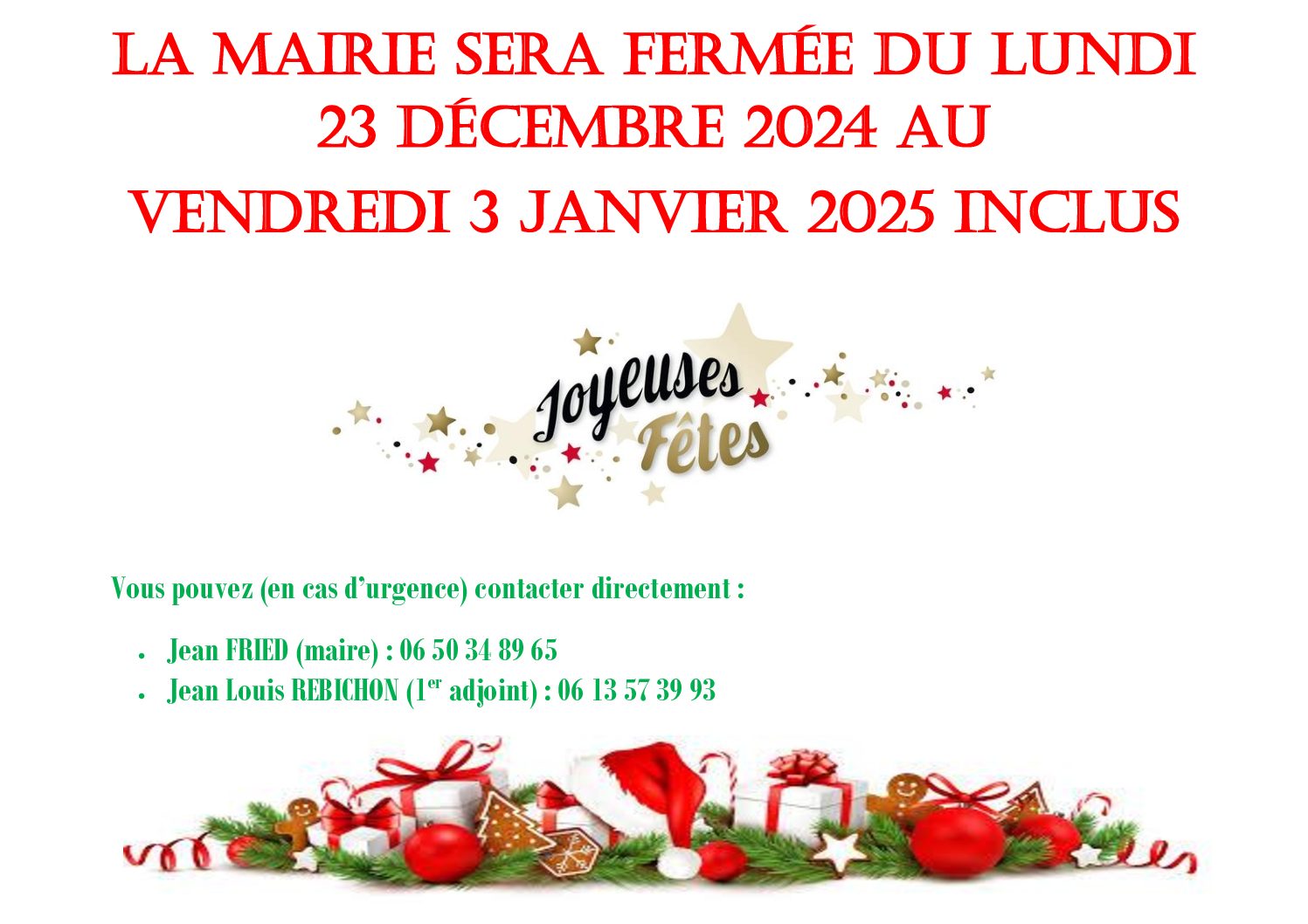 Fermeture du secrétariat pour congés annuels