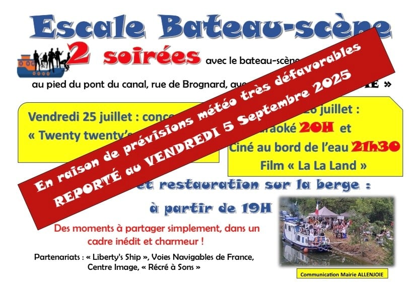 Escale Bateau-scène Report au 5 septembre